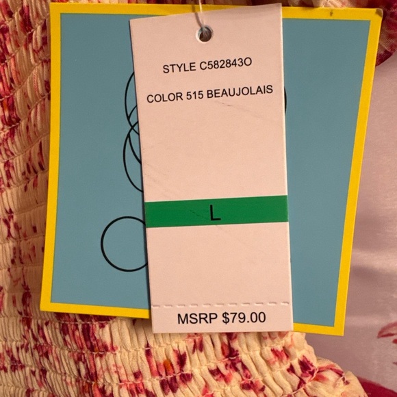 CeCe Women’s Pink/Cream Flower Blouse NWT - Picture 2 of 6